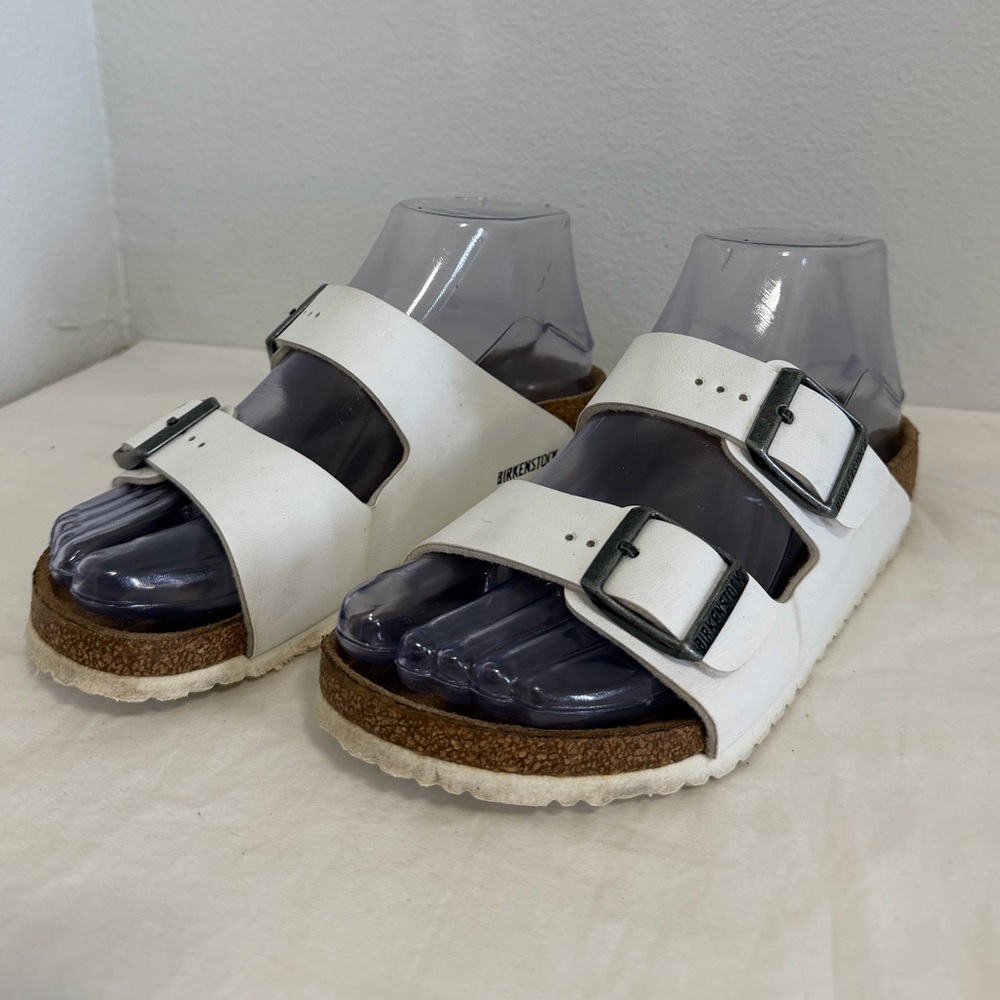 Birkenstock Arizona white double buckle kids size 34